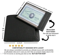 Leather Wallet For Men, PU Leather Gents Purse Removable Card Holder Black