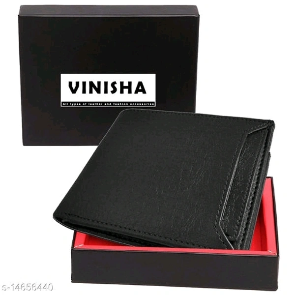 Leather Wallet For Men, PU Leather Gents Purse Removable Card Holder Black