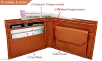 Leather Wallet For Men, PU Leather Gents Purse Removable Card Holder Tan