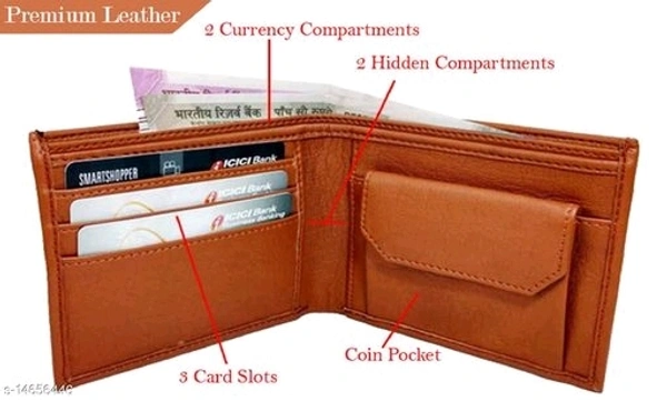 Leather Wallet For Men, PU Leather Gents Purse Removable Card Holder Tan