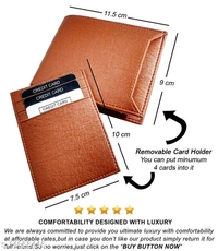 Leather Wallet For Men, PU Leather Gents Purse Removable Card Holder Tan