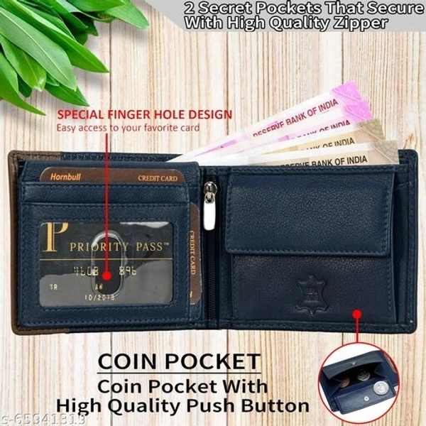 Hornbull Taylor Navy/Mud Mens Leather Wallet – Premium Quality Leather Wallet for Mens & RFID Blocking Genuine Leather Mens Wallet