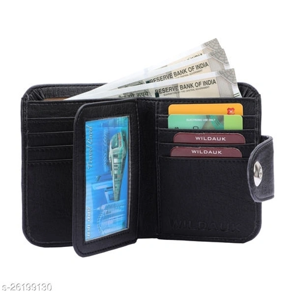 Wildauk Men Black Artificial Leather Wallet  (5 Card Slots)
