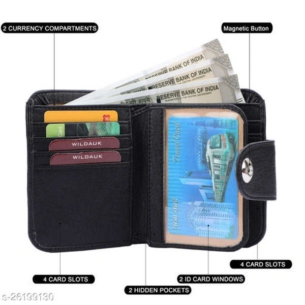 Wildauk Men Black Artificial Leather Wallet  (5 Card Slots)