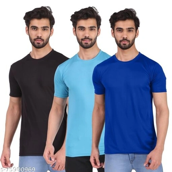 London Hills Solid Men Round Neck Multicolor T-Shirt - S