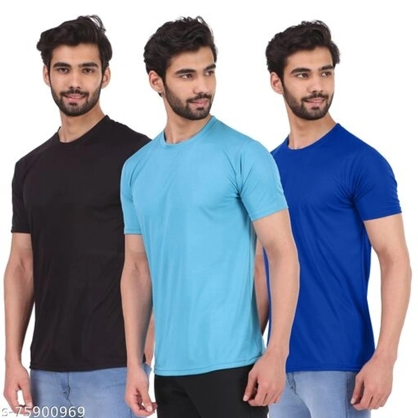 London Hills Solid Men Round Neck Multicolor T-Shirt - S