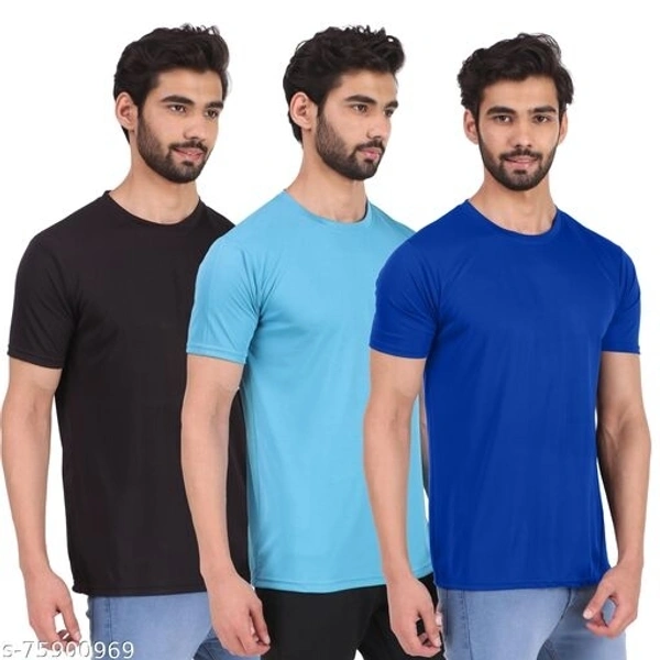 London Hills Solid Men Round Neck Multicolor T-Shirt - S