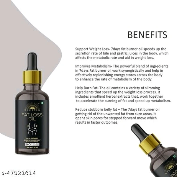 Desi Crew  Fat Burning Oil, Slimming oil, Fat Burner, Anti Cellulite & Skin Toning Slimming Oil For Stomach, Hips & Thigh Fat loss fat go slimming weight loss body fitness oil Fat Burning Oil, Slimming oil, Fat Burner 120 ml
