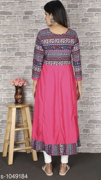 Women's Printed Crepe Anarkali Kurti - XL