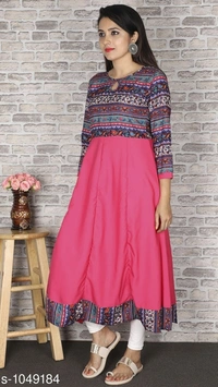Women's Printed Crepe Anarkali Kurti - 4XL