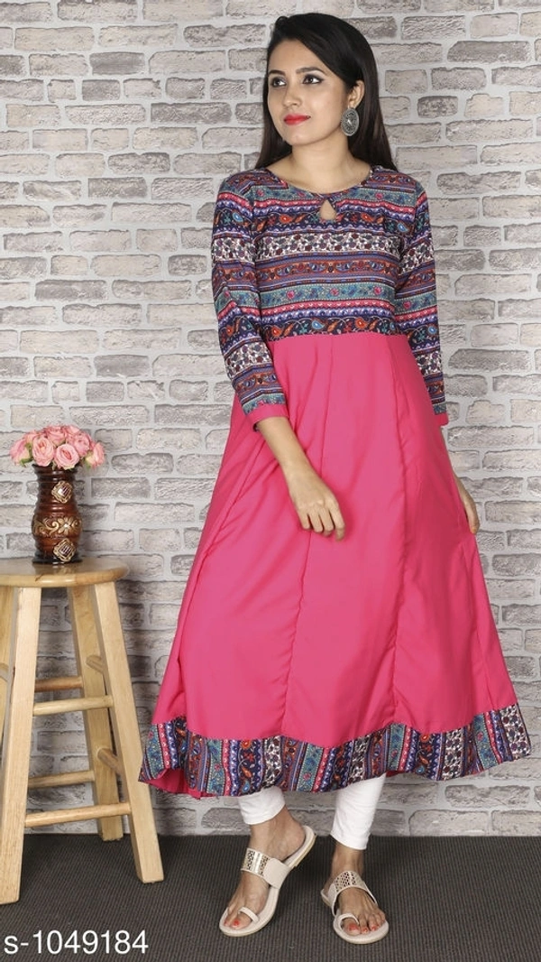 Women's Printed Crepe Anarkali Kurti - 4XL