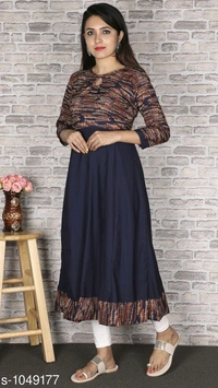 Women's Printed Crepe Anarkali Kurti - S
