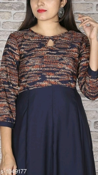 Women's Printed Crepe Anarkali Kurti - L