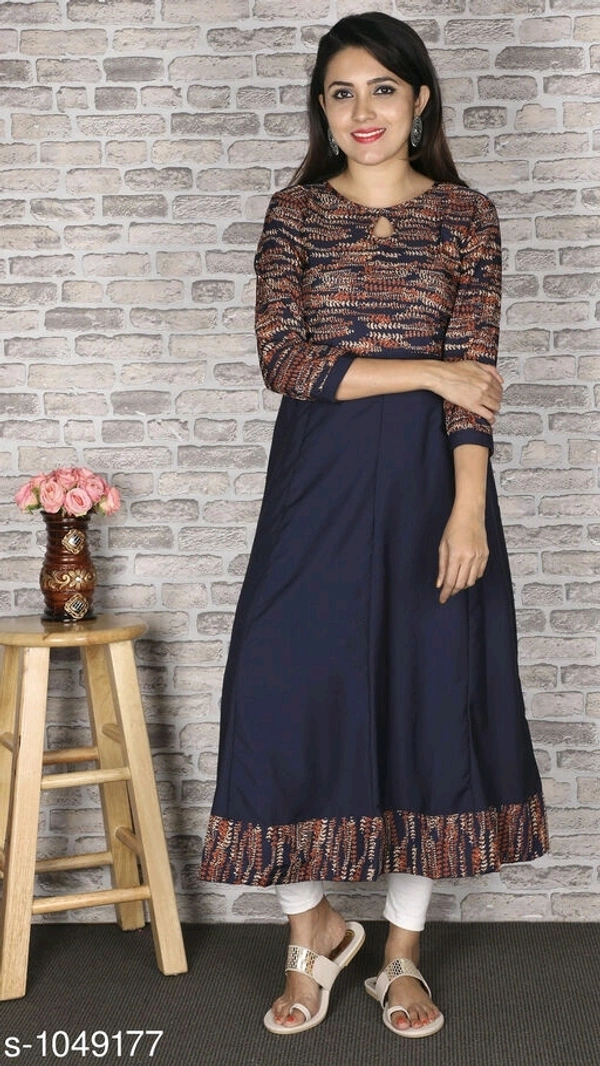 Women's Printed Crepe Anarkali Kurti - 5XL