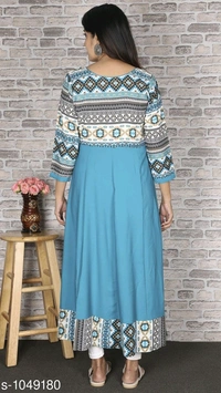 Women's Printed Crepe Anarkali Kurti - XXL
