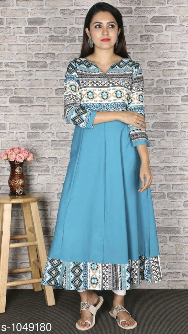 Women's Printed Crepe Anarkali Kurti - 4XL