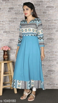 Women's Printed Crepe Anarkali Kurti - 4XL