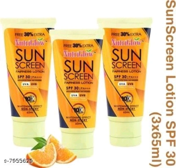 NutriGlow Set of 3 Sun Screen Fairness Lotion SPF 30 PA+++ (65ml each)