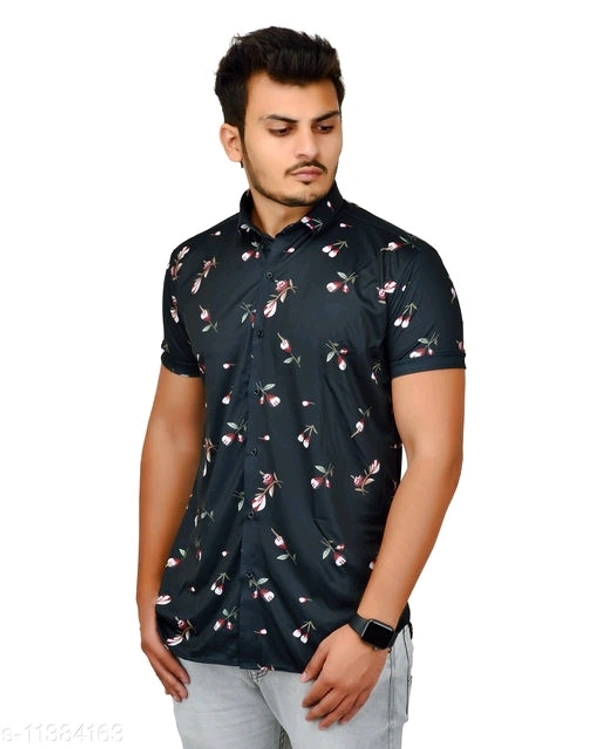 IMPORTED LYCRA MENS Black SHIRTS - L