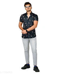 IMPORTED LYCRA MENS Black SHIRTS - L