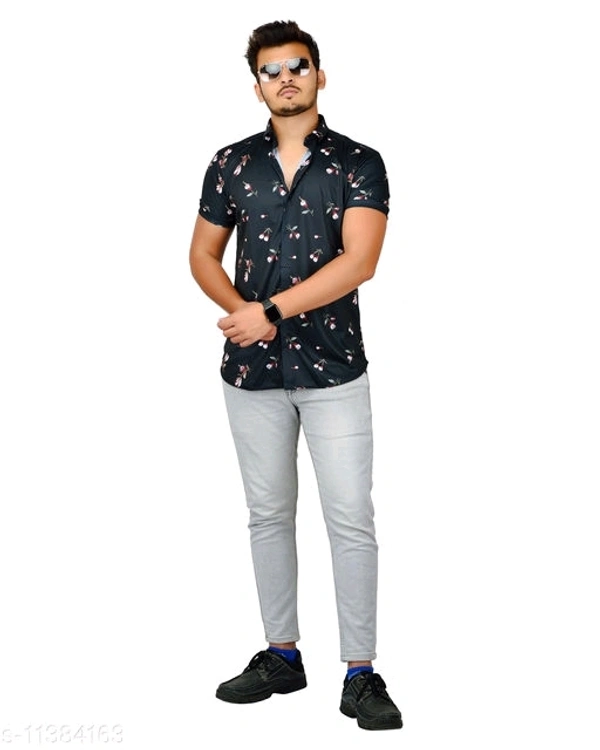 IMPORTED LYCRA MENS Black SHIRTS - L