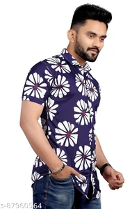 Classic Glamorous Men Lycra Shirts - XL