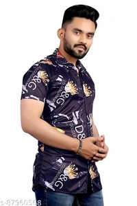 Fancy Retro Men Lycra Shirts - XL
