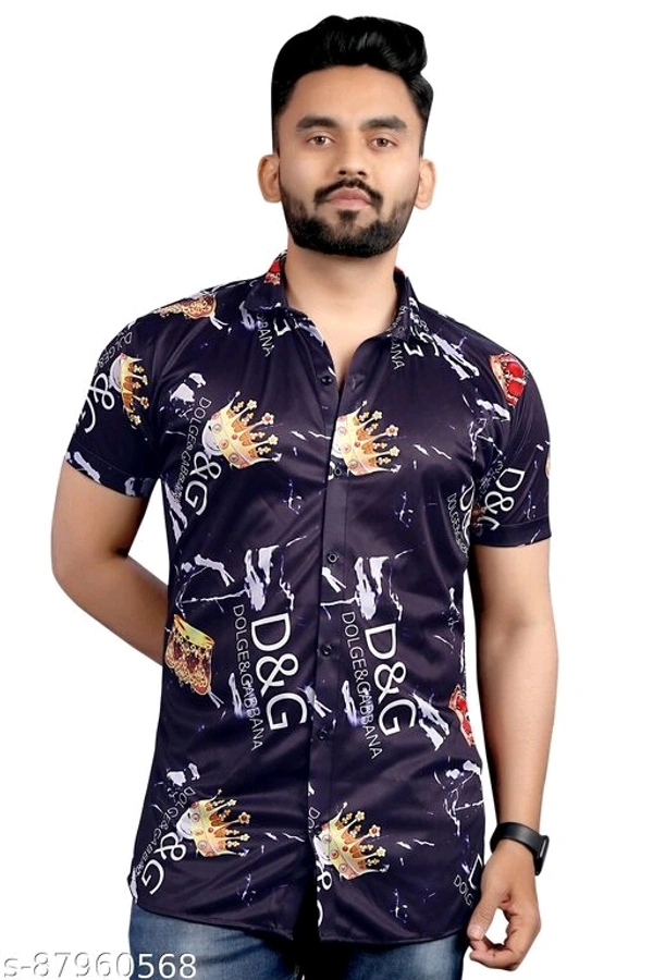 Fancy Retro Men Lycra Shirts - XL