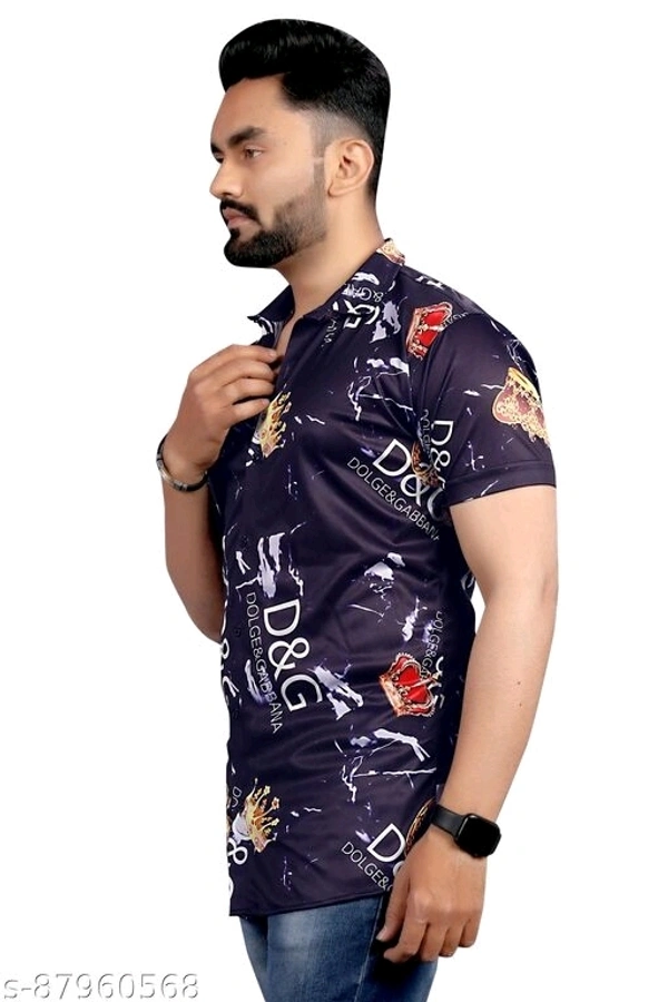Fancy Retro Men Lycra Shirts - XL