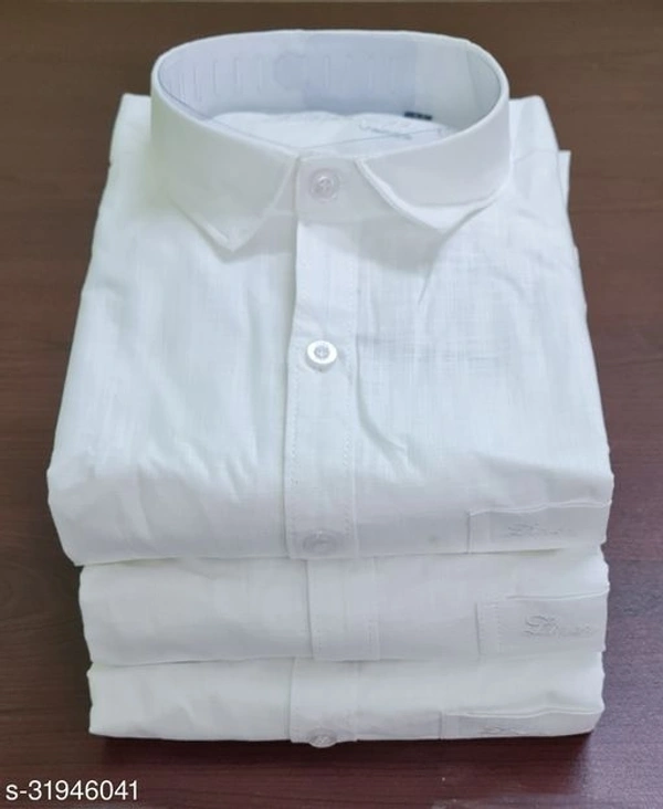 Prince Cotton Linen Full Sleeves Men White Shirts - L