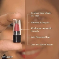 Just Herbs Ayurvedic Creamy Matte Lipstick Set For Lip Hydrating & Moisturizing, Suitable For All Indian Tones 38gm ( Pack of 16)