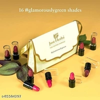 Just Herbs Ayurvedic Creamy Matte Lipstick Set For Lip Hydrating & Moisturizing, Suitable For All Indian Tones 38gm ( Pack of 16)