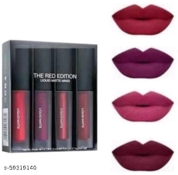 Mini Red Matte Liquid Lipstick Red Edition set of 4 .
