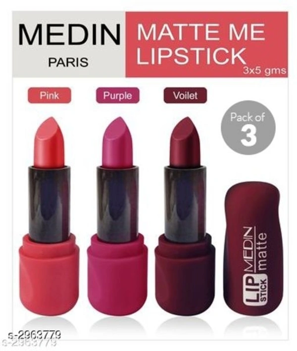 Medin Paris Super Matte Lipstick with New Sades (Pack of 3)