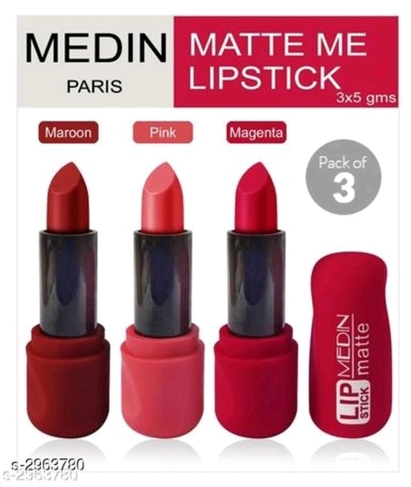 Medin Paris Super Matte Lipstick with New Sades (Pack of 3)