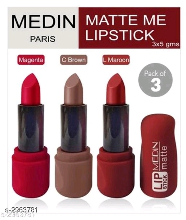 Medin Paris Super Matte Lipstick with New Sades (Pack of 3)