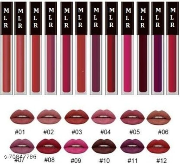 MLR Matte Lipsticks & Red Rose gold Rich eye shadow black palette 18g (Shimer, matte) Pack of 18