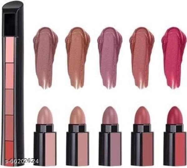 5 Matte Finish 5 in 1 Lipstick 7.5G (C Nude) (Pack of 5)