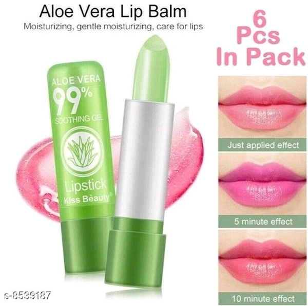 Natural Aloe Vera 99% Soothing Gel Lip Balm Pack Of 6