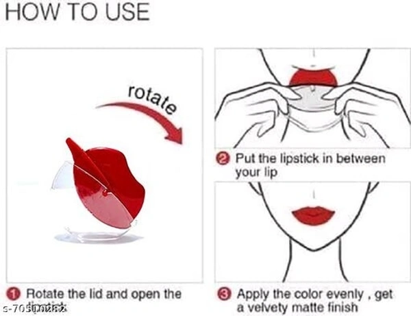 Lip Shape Lipstick Apple Design Red matte 1pc.