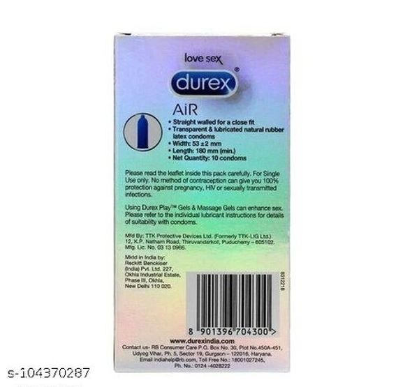 Durex Love Sex Air Ultra Thin Condoms for Men - Suitable for use with lubes & toys, 10 Count