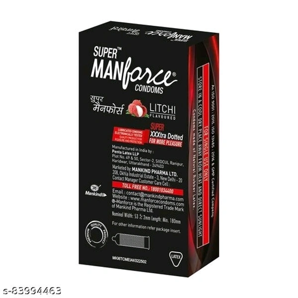 Manforce Litchi 1500 Dots Flavoured & Dotted for Extra Stimulation Condom - pack of 3 (10 pcs each)