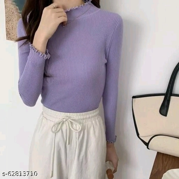 Stylish women highneck babylock top - Lavender  Tops & Tunics - M