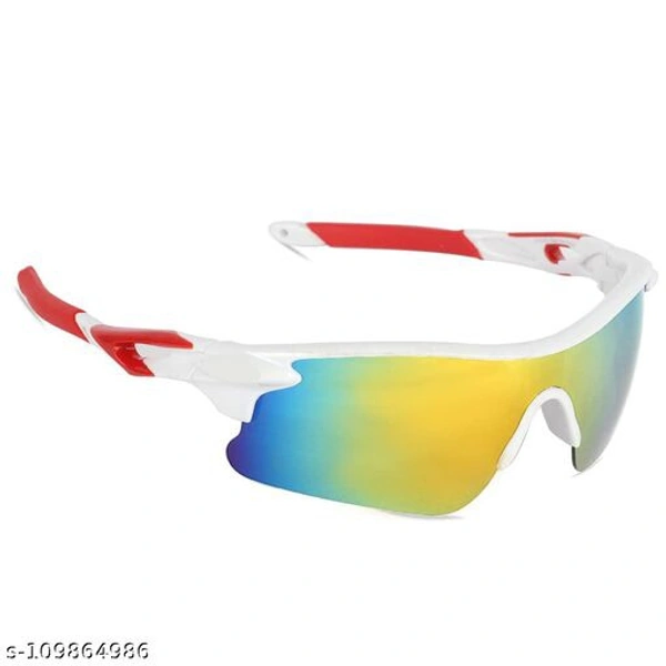 Cereto White and Red Sports Sunglass For Cricket , Cycling, Racing , Golf, Riding Sunglass  - Free Size