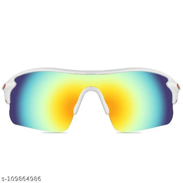 Cereto White and Red Sports Sunglass For Cricket , Cycling, Racing , Golf, Riding Sunglass  - Free Size