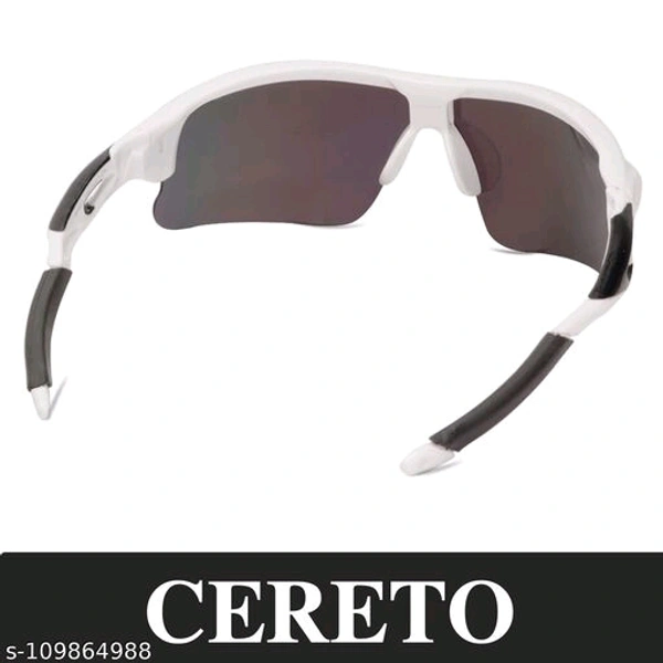 Cereto White and Red Sports Sunglass For Cricket , Cycling, Racing , Golf, Riding Sunglass  - Free Size
