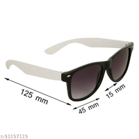 Amour® White & Black Full Frame Wayfarer sunglass with Black Lens for Kids - Free Size