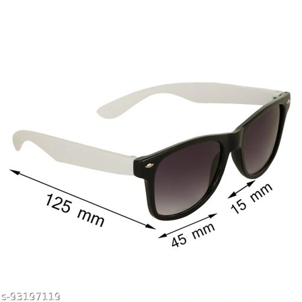 Amour® White & Black Full Frame Wayfarer sunglass with Black Lens for Kids - Free Size
