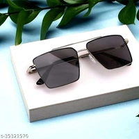 Retro Rectangular Aviator Sunglasses Premium Glass Lens  Flat Metal Sun Glasses Men Women - Free Size