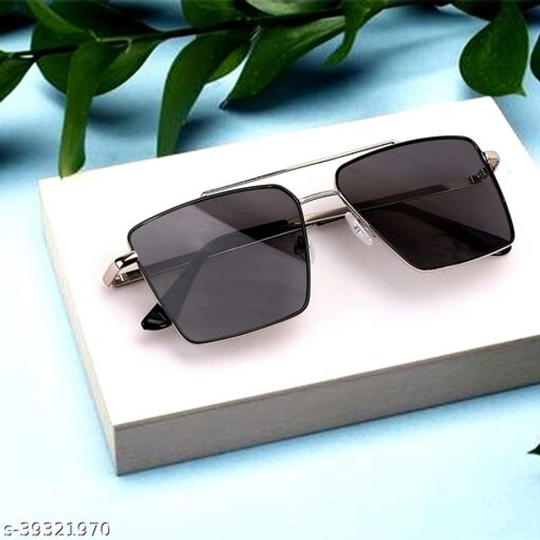 Retro Rectangular Aviator Sunglasses Premium Glass Lens  Flat Metal Sun Glasses Men Women - Free Size